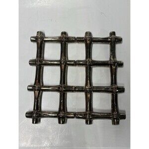 Vintage F.B. Rogers Expandable Trivet Faux Bamboo Silver Plate EP Zinc Italy